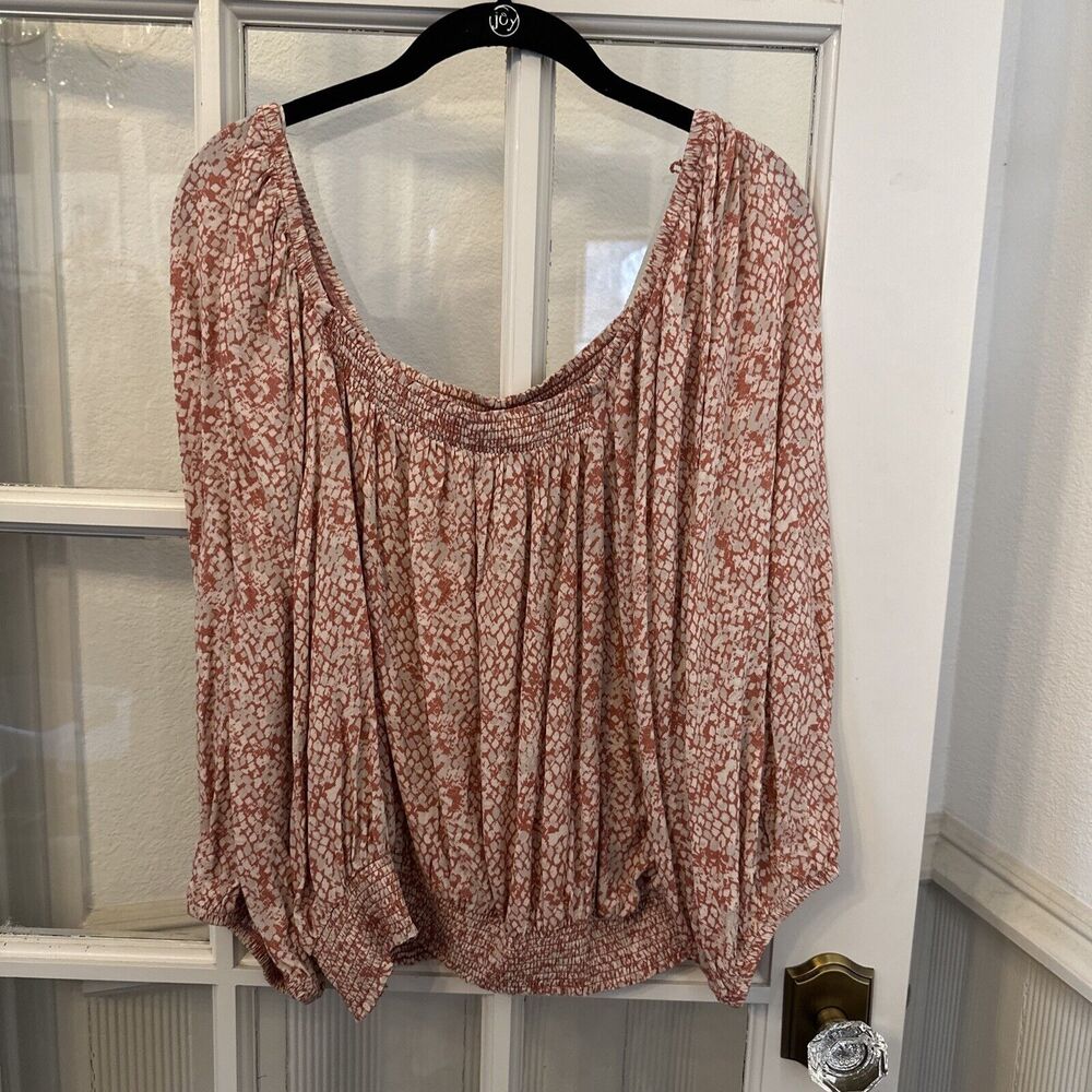 Off/On Shoulder Bell Sleeve Floral Blouse Womens XL